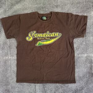 Men's Vintage Y2K Cool Runnings Jamaican Bobsled Team Brown Movie T Shirt Sz L